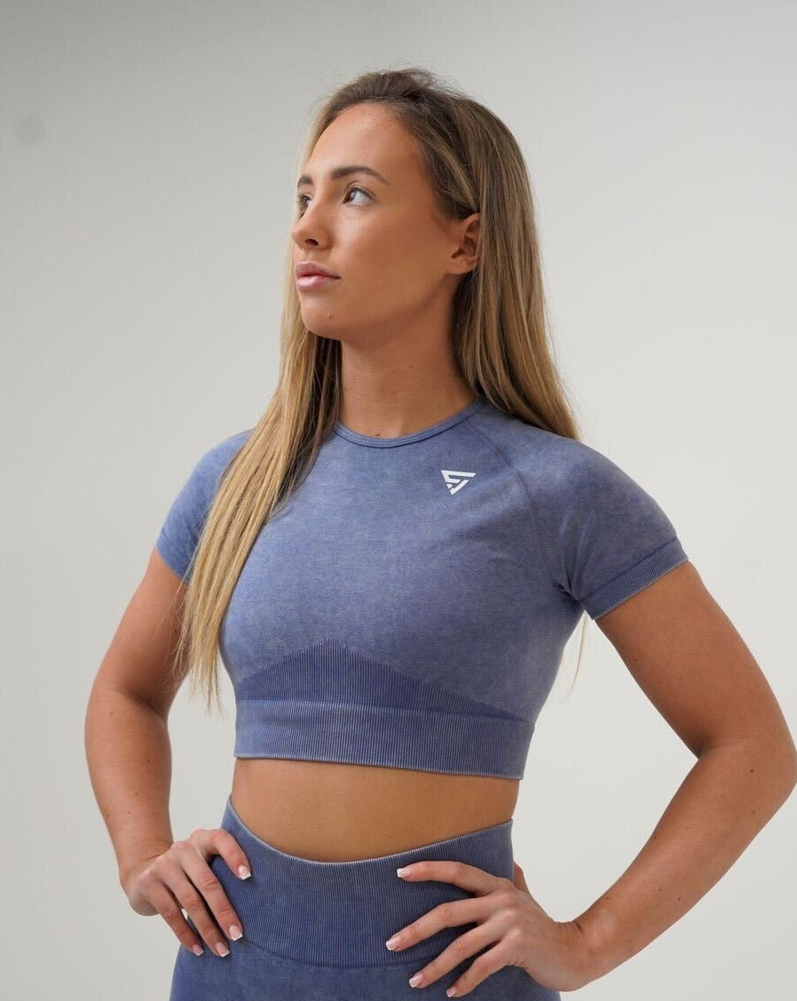 WASHED CROP TOP IN BLUE